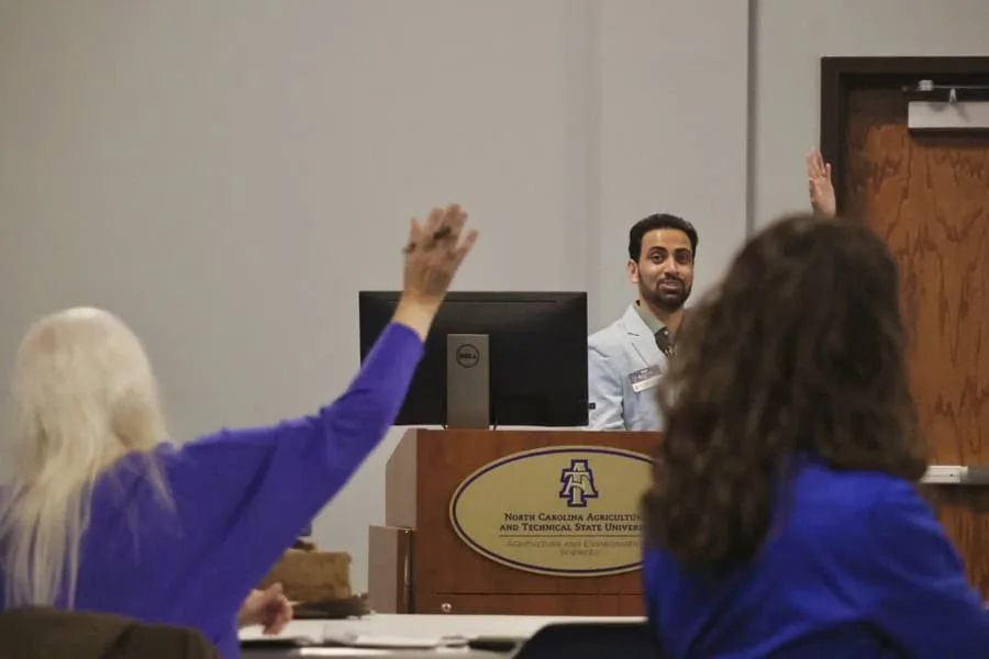 Engaged audience in classroom during lecture at North Carolina Agricultural and Technical State Univ.