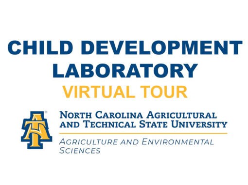 Text promoting a virtual tour of the Child Development Laboratory at North Carolina Agricultural and Technical State University, emphasizing its focus on agriculture and environmental sciences.