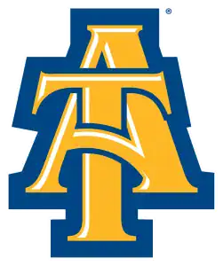 Logo featuring the letters "A" and "T" in blue and gold, representing North Carolina Agricultural and Technical State University.